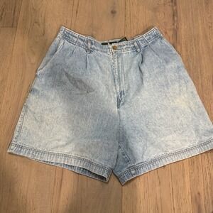 VTG Hunt Club Acid Wash Pleated 90s Denim Shorts Women Size 12